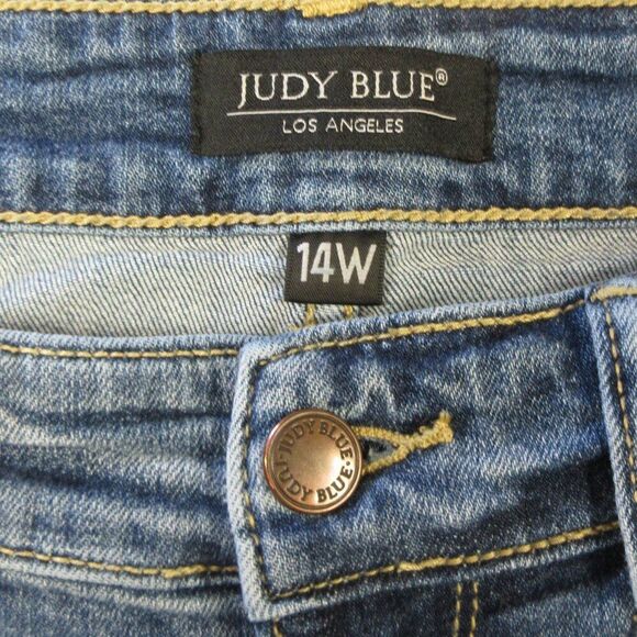 JUDY BLUE Boyfriend Fit Distressed Jeans JB82862MD Sz 14W Ripped Destroyed Denim - Picture 7 of 16